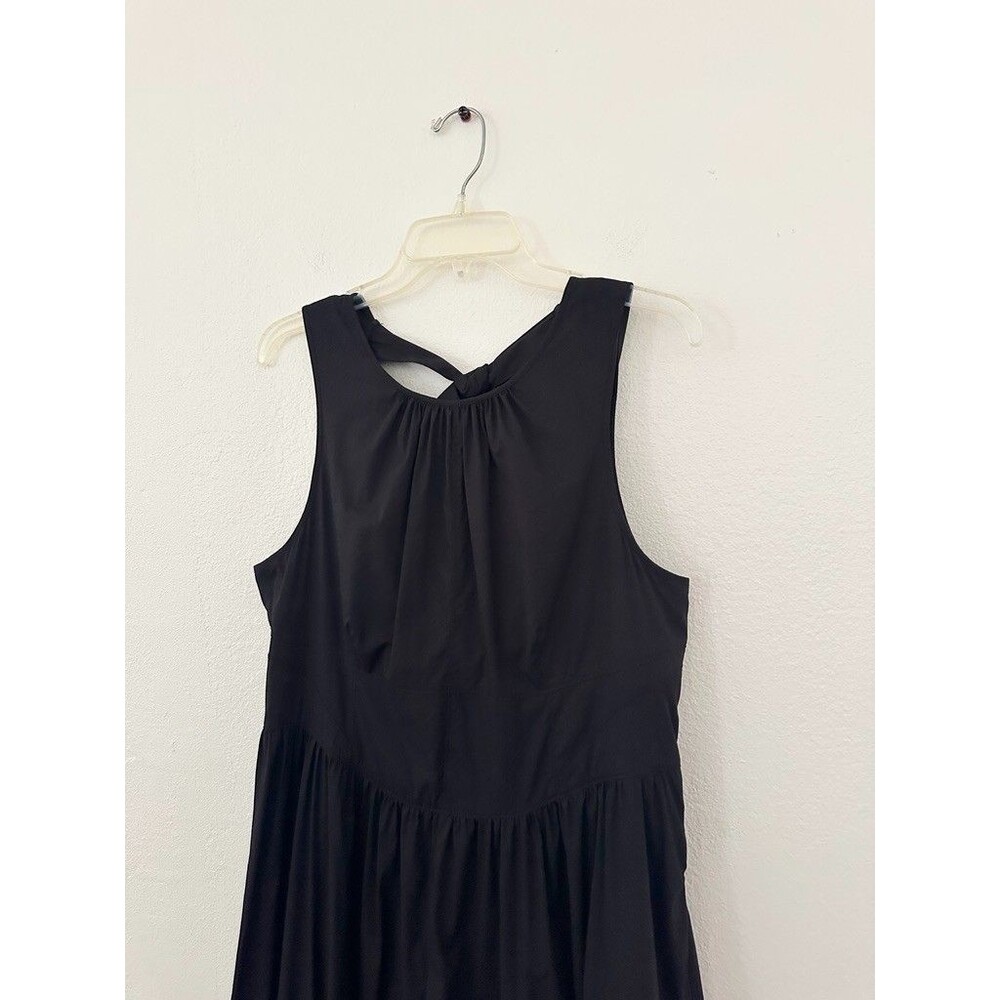 Cinq à Sept Benita Dress Tie Back Empire Waist Black Midi Cocktail Zip Womens 12 - Picture 3 of 12